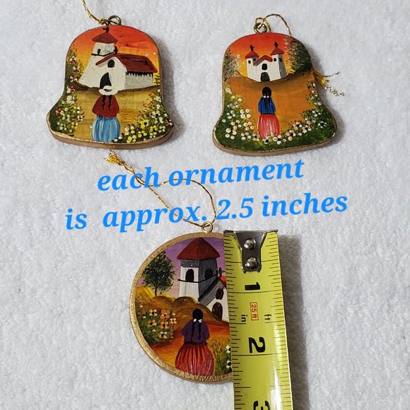 Set of 3 Wooden Hand-Painted Ornaments - Picture 6 of 7